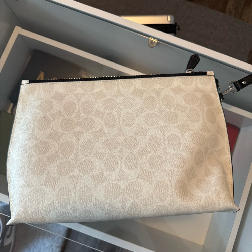 Coach White Cosmetic Bag with Signature Design